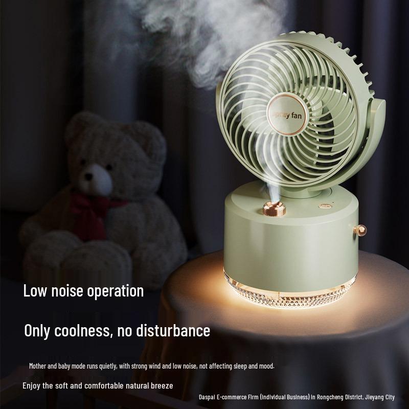 USB-Powered Oscillating Humidifier Fan - Portable Desktop Cooling for Dorms and Offices