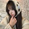 Korean-style, Niche Polka-dot Knitted Earmuffs with Ties, Women's Autumn/winter Lamb Wool Ear Warmers, Neck Warmer, and Small Scarf
