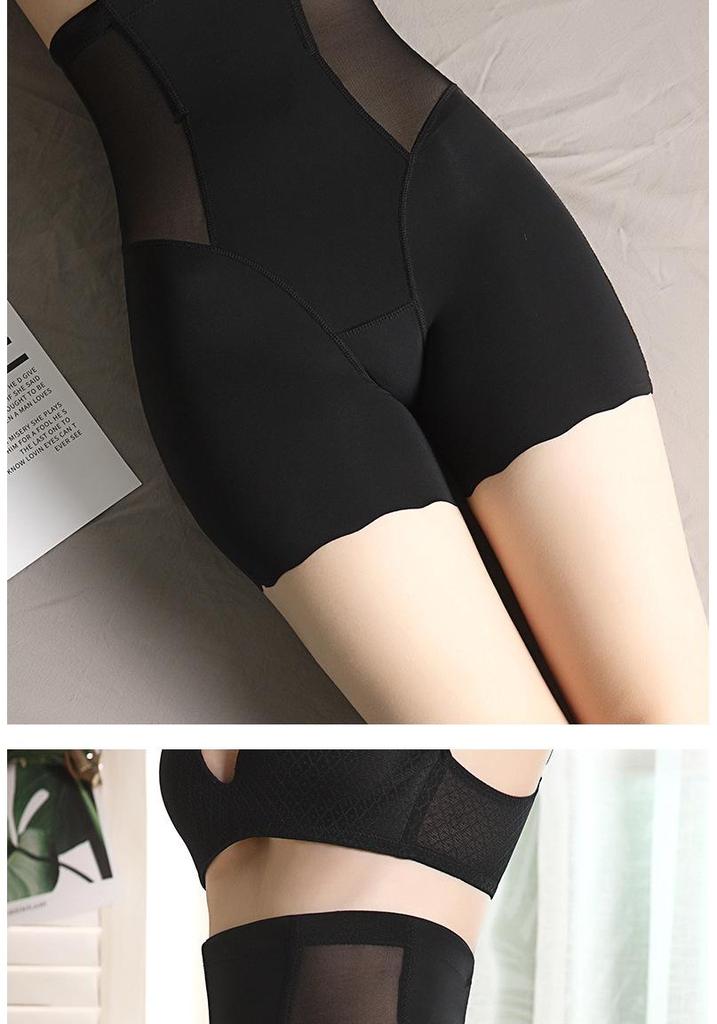 Ice Silk High-Waist Tummy Control Shaping Boxer Briefs for Women - Plus Size, Anti-Exposure