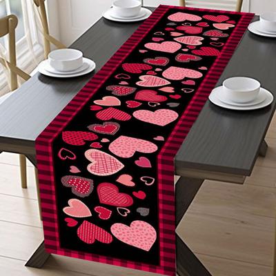 Party Table Runner Heart Print Zahuštěný žáruvzdorný 2 velikosti Snadná údržba Neklouzavý Valentines Day Hotel Restaurant Svatby Bankety Stolní dekorace