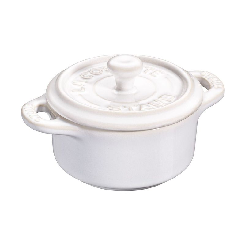 Staub Керамическая Мини-Кастрюля Круглая 10см (Слоновая кость белый)