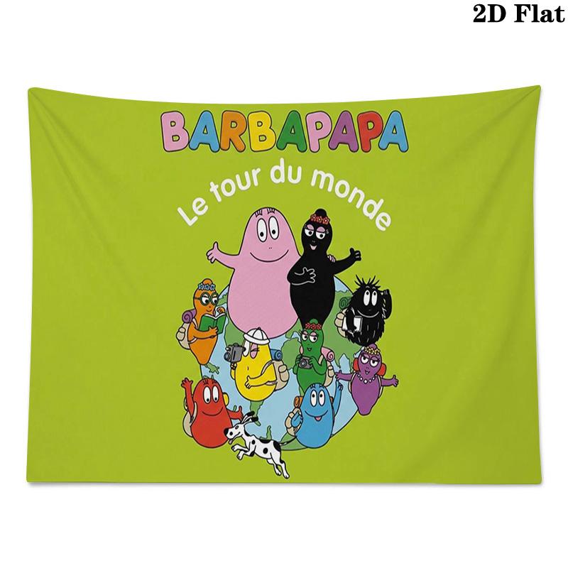 Barbapapa Wall Tapestry Aesthetic Wall Hanging Printed Fabric Blanket Decorative Tapestries for Bedroom Living Room Home Decor