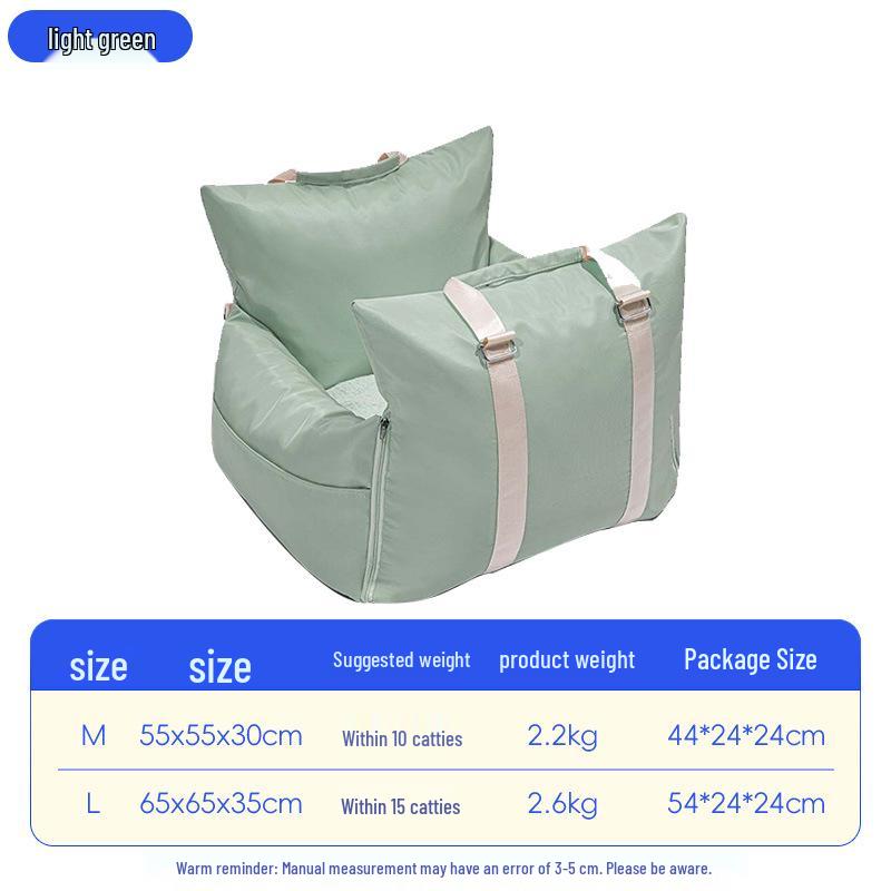 

Waterproof Washable Pet Car Seat Cover for Cats and Dogs - Travel and Dirt-Proof Bed Single Seat M - 55x55x30cm светло-зеленый