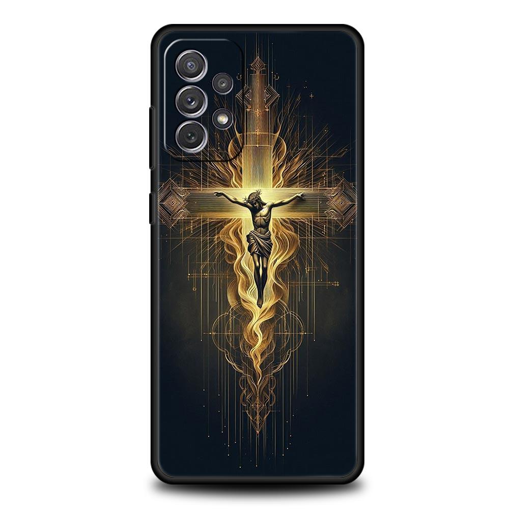 Cross Pattern Element Design Phone Case for Samsung Galaxy A55 A35 A17 A07 A15 A13 A25 A51 A71 A72 A73 A32 A52 A52S A41 Soft TPU