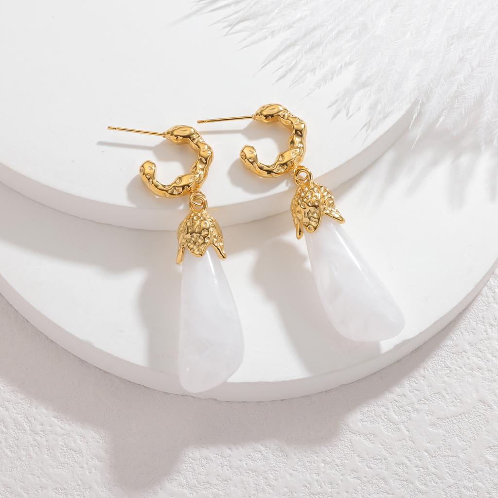 Atoztide New Fashion Shiny Zircon Earring for Women Stainless Steel Trendy Gold Color Statement Stone Stud Earring Jewelry Gift