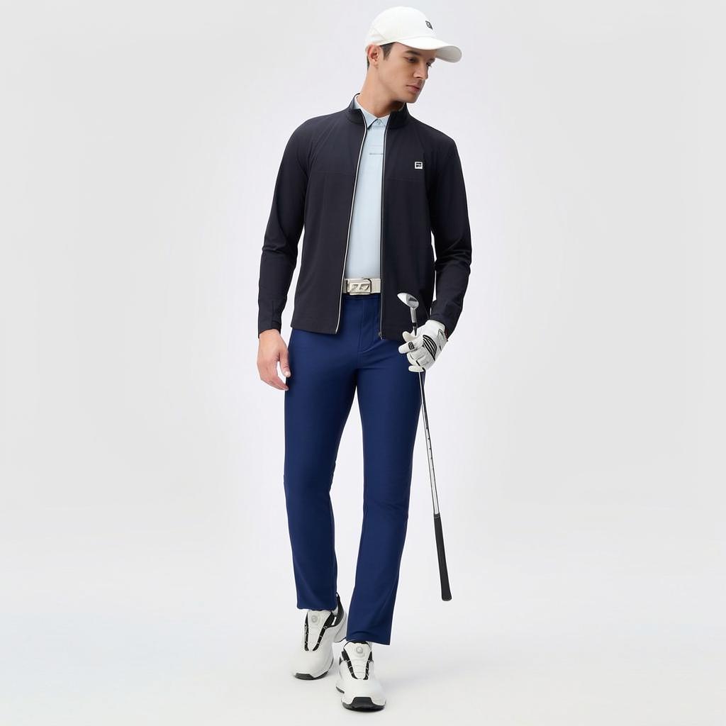 FILA Golf Series Comfortable Soft Knitted Long Sleeve Jacket Men jackets Legendary-Blue A11M445504F-NV