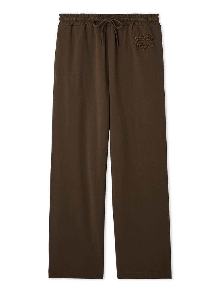 Gelato Pique HOMME Mini Fleece Long Pants with Logo Brown One-Point Embroidery, Men's, PMCP254947,
