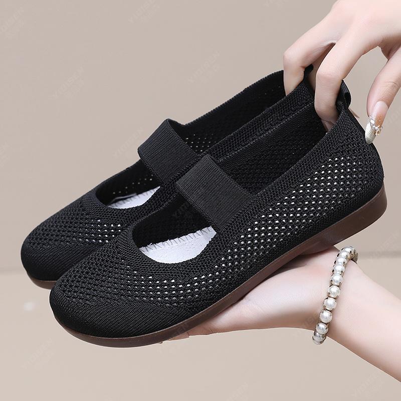 women's shoes summer 2025 ladies shoes fashion Lightweight soft bottom flat - soled single shoes Nude shoes on-slip Net shoes
