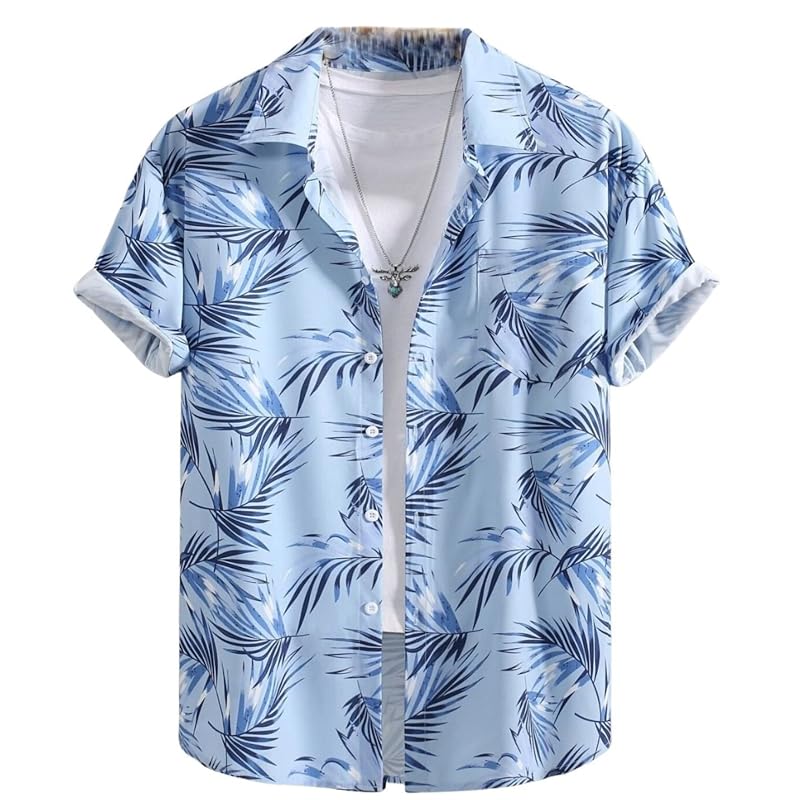 Leriya Fashion Men' Printed Regular Fit Shirt Sky