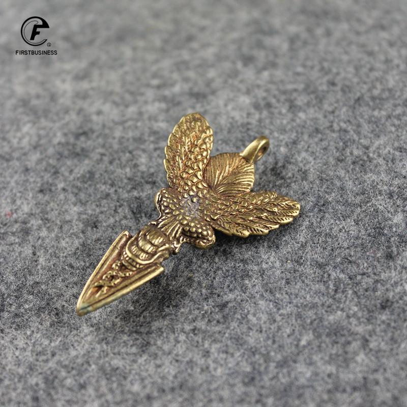Retro Copper Tibetan Supplies Exquisite Roc Garuda Golden-Winged Peng Bird Vajra Amulet Pendant Charm Keychains Tea Deedle