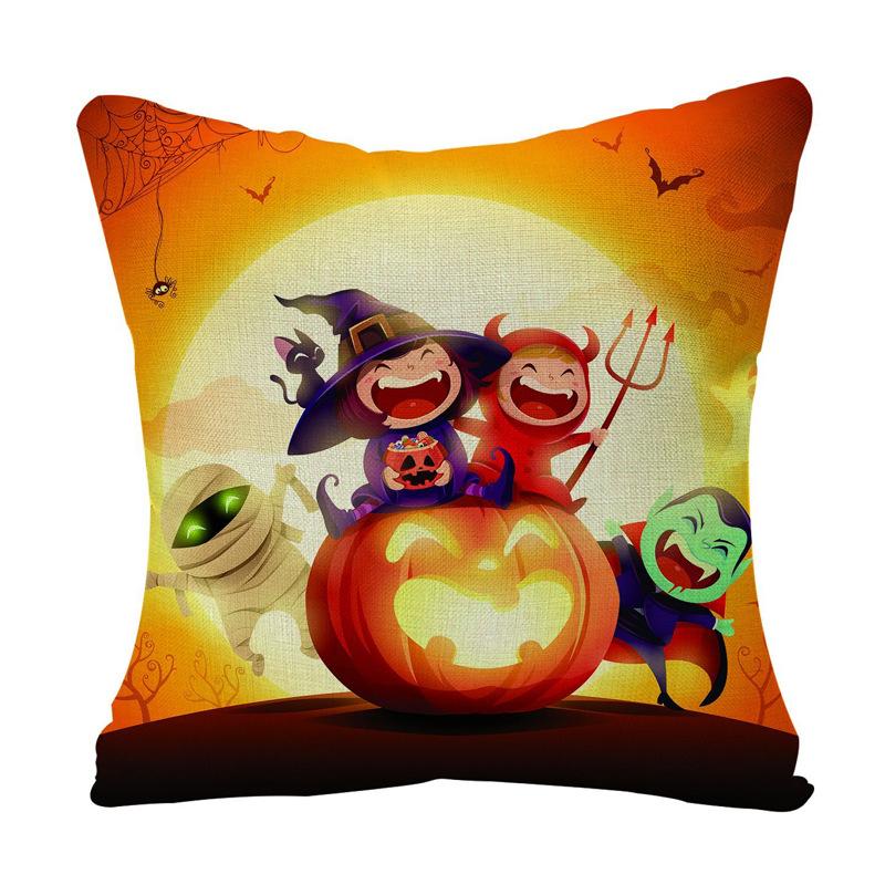 New Halloween Pumpkin Festival Linen Pillow Cover Home Festive Sofa Pillow Cover Premium Durable Quality Useful