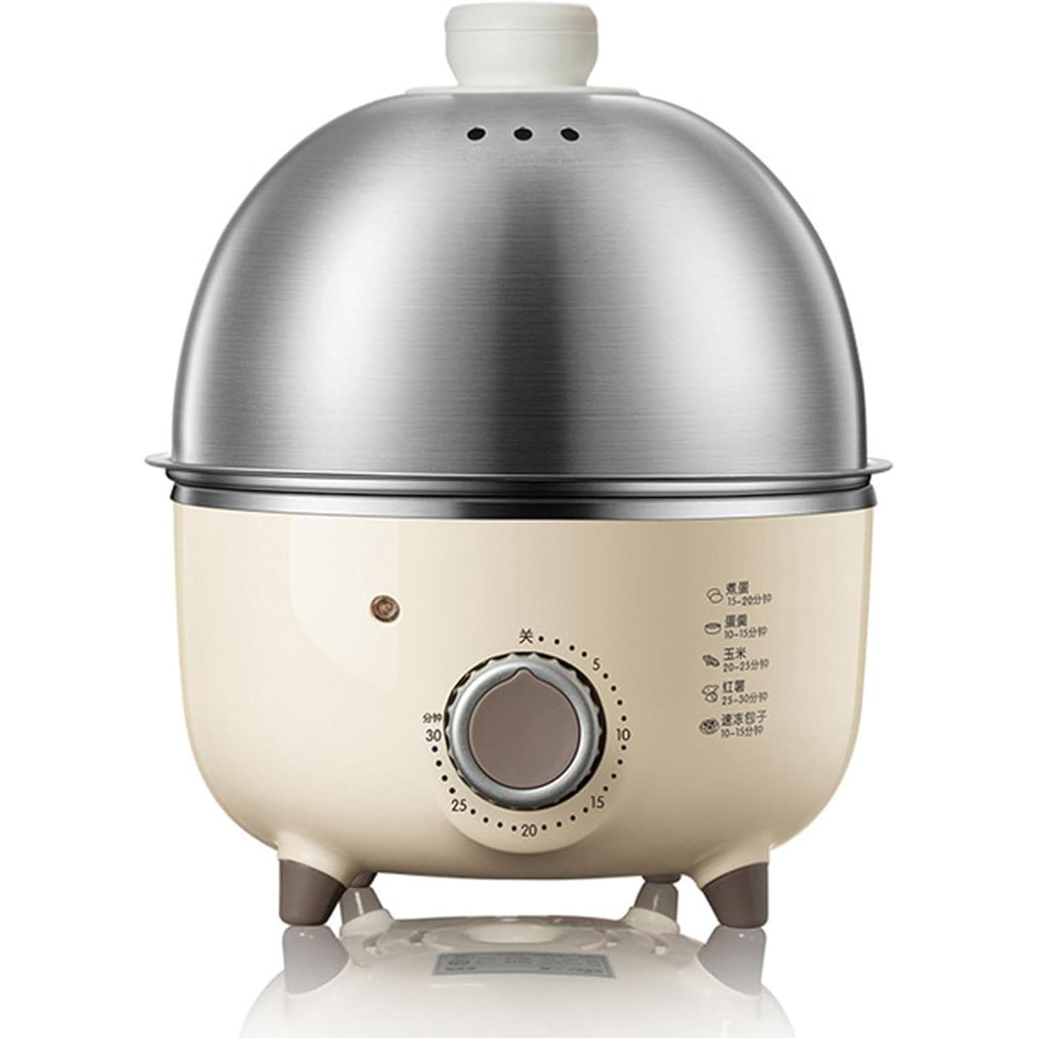 360W Electric Egg Boiler Breakfast Machine, Automatic Steamer Multicooker Egg Cookers, Egg Custard Steaming Cooker with Timer, 220V бежевый