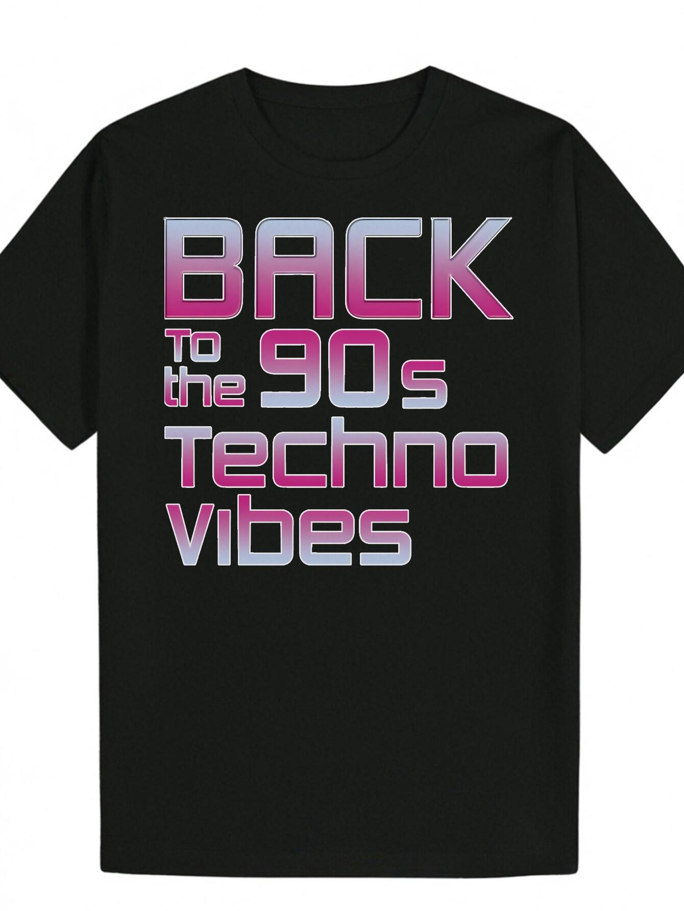 Retro 90s Tech Vibes Graphic T-shirt - Casual Crew Neck XXL