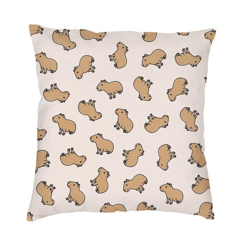 Doodle Plants Capybaras Pillow Case 40X40Cm Living Room Decoration Kawaii Wild Animals Cushions For Sofa Square Pillowcase
