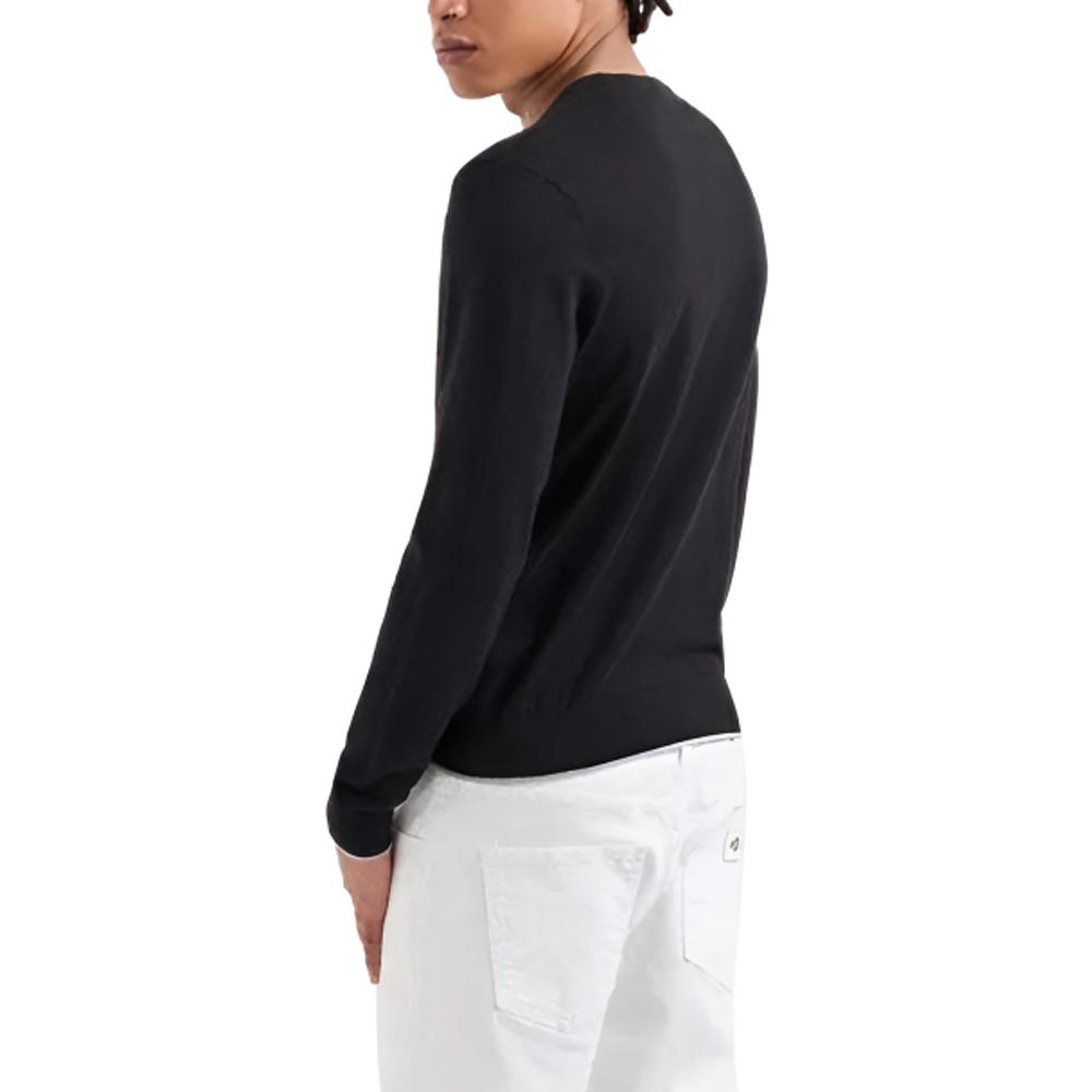 Armani Exchange Solid Color Crew Neck Knitted Sweater Men Sweater Black 8NZM6A-ZM1HZ-1200