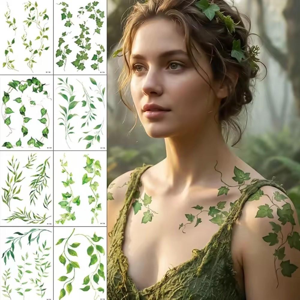 5 Vel Waterdichte Klimop Stickers Tattoo Stickers Elf Fee Make-up Stickers Nek Schouder Arm