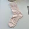 Ladies Spring and Summer Thin Pure Cotton Color Hollow Hollow Florets Breathable Boneless Tube Stack Socks