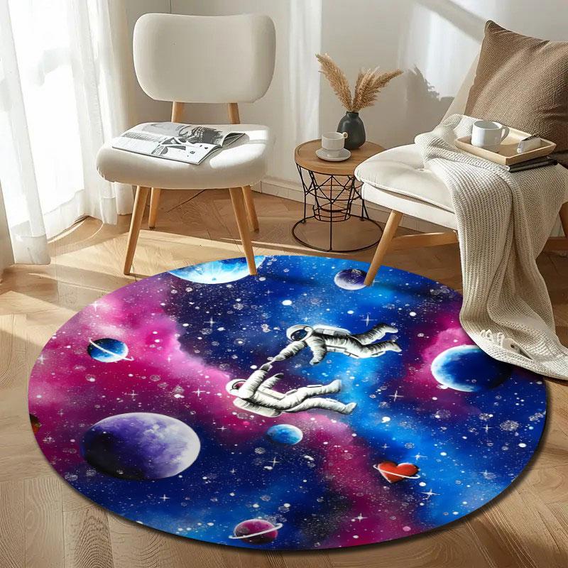 Playful Round Gothic Multicolor Carpet, Non-Slip Floor Mat for Office