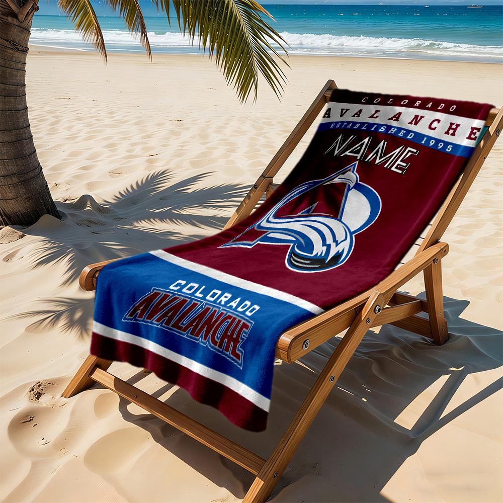 Avalanche Team Logo Customizable Name Beach Towel High Absorbency & Quick-Dry