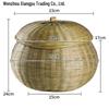 Bamboo Woven Pumpkin Basket with Lid for Tea, Snacks, and Egg Storage