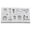 Sewing Tools Silicone Molds Scissors Button Sewing Designer Clothes Fondant Mold Cake Decorating Tools Cupcake Topper Candy Chocolate Gumpaste Mold