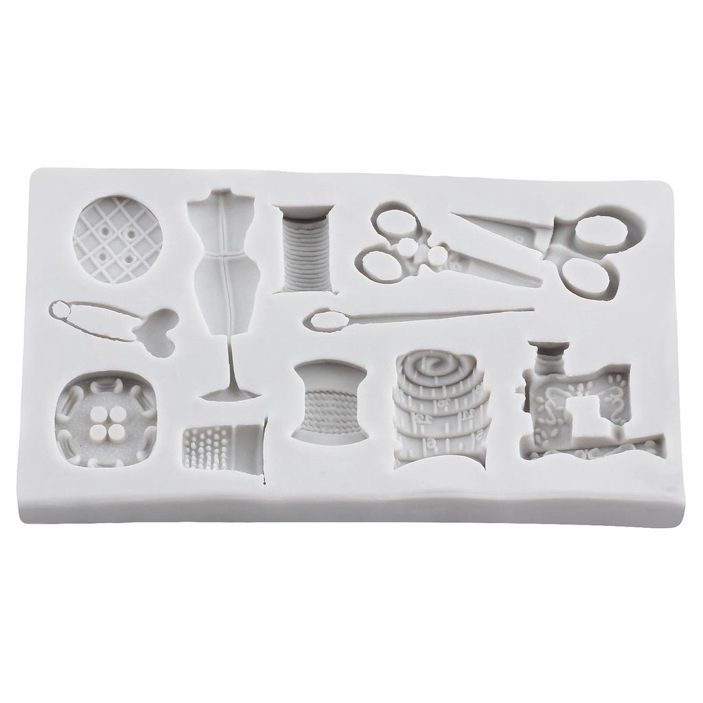Sewing Tools Silicone Molds Scissors Button Sewing Designer Clothes Fondant Mold Cake Decorating Tools Cupcake Topper Candy Chocolate Gumpaste Mold