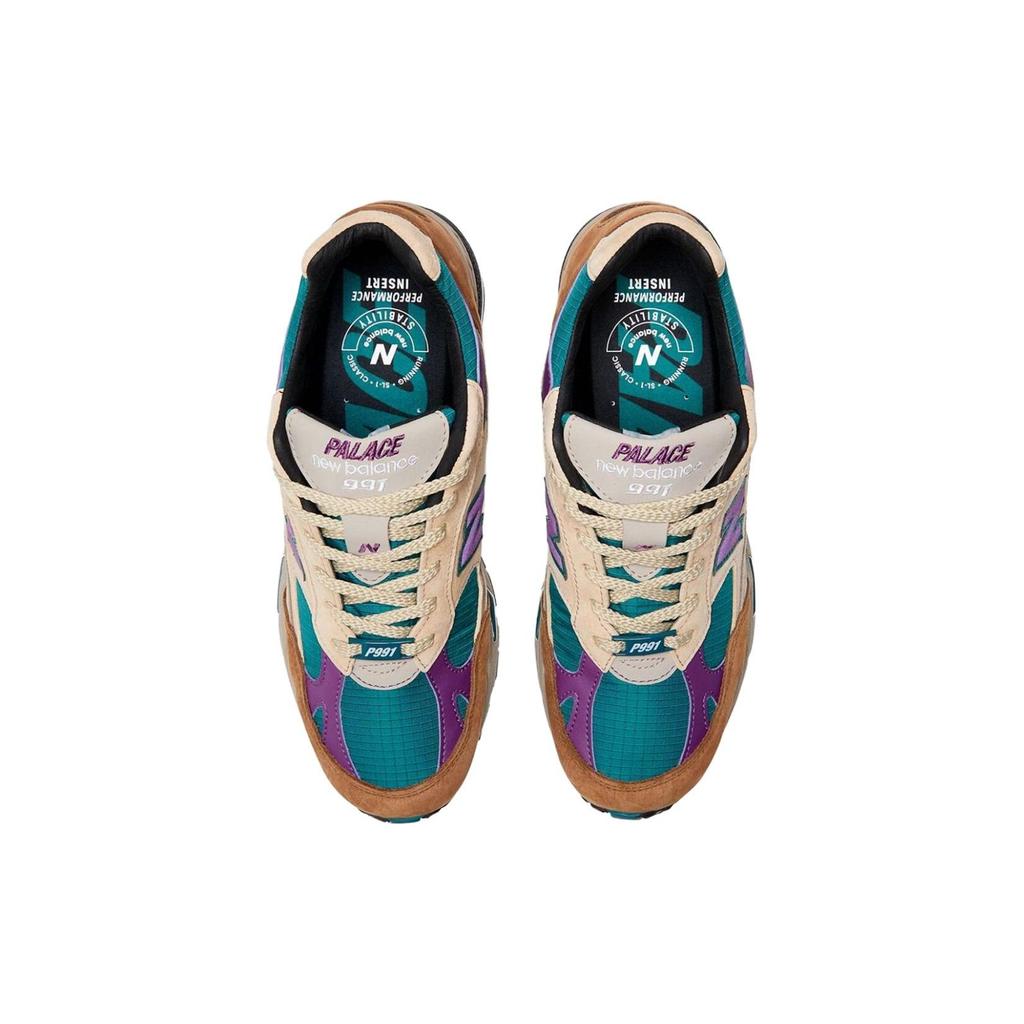 Palace x New Balance 991 Tillverkade i England Taos Taupe Grape Herr Sneakers Svart Grön Druvsaft M991PAL