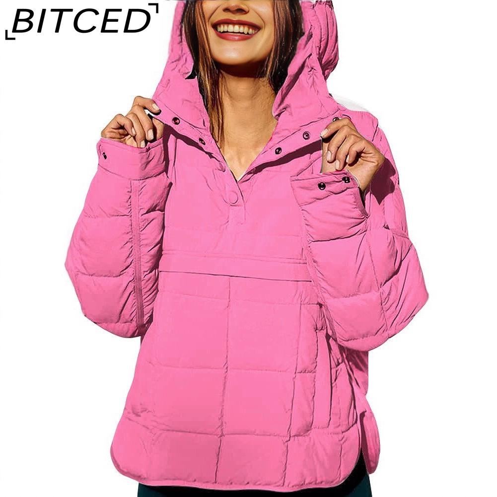 BITCED Women's Warm Cotton Coat with Zip-Up Cardigan