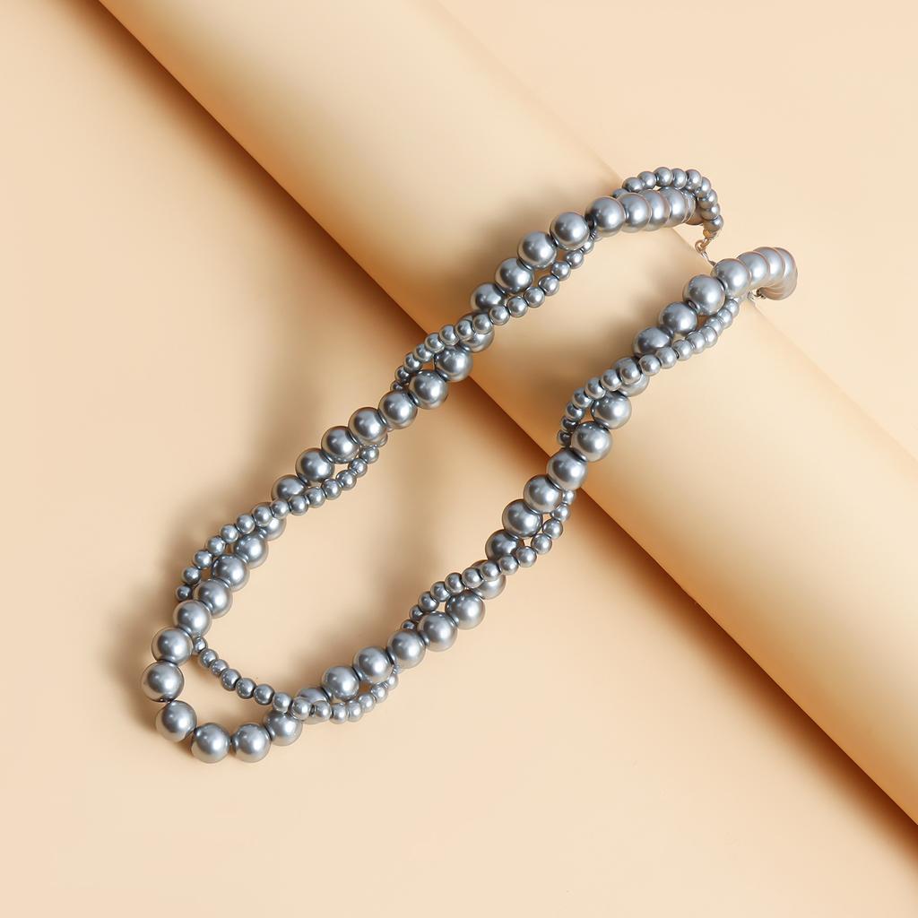 Jewelry Wind Painted Glass Pearl Clavicle Chain Exquisite Simple Atmospheric Winding Double Necklace