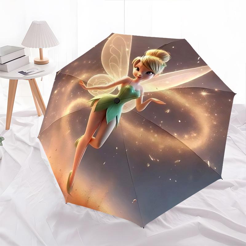 Tinker Bell, Sparkles Themed Automatic Opening and Closing Umbrella, Brightly Colored 8-rib Portable Umbrella, Suitable for Men and Women, A Perfect G