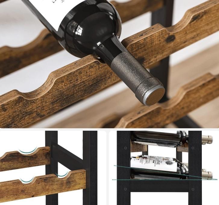 Shelf Rack for Wine and Glasses. Wooden Loft Wine Cabinet.