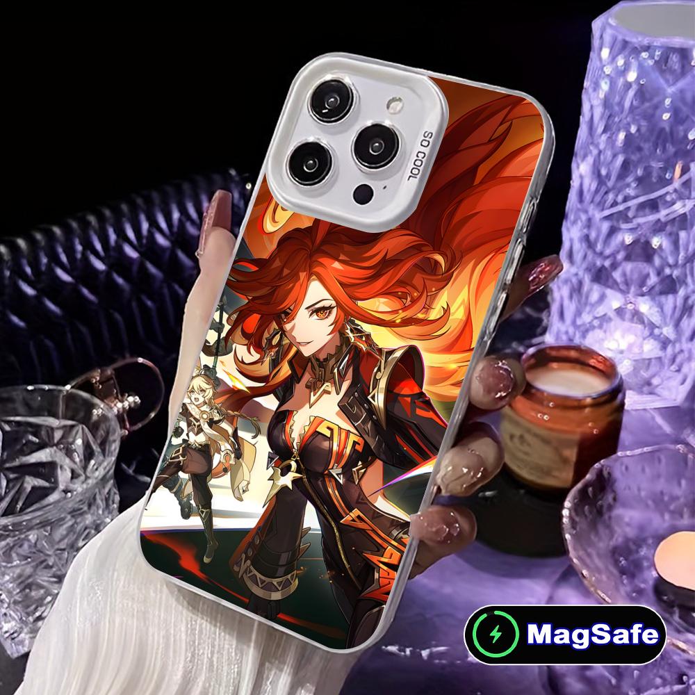 Game GI Mavuika White Translucent MagSafe Mobile Phone Case for iPhone 17 16 15 14 13 12 11 X XR XS 8 7 Air Pro Max Plus Cover