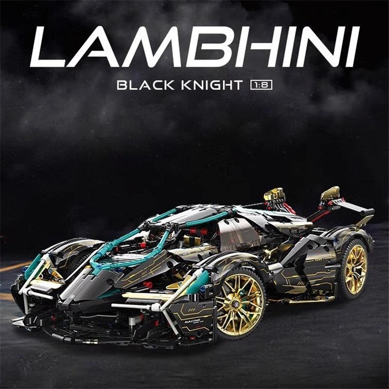 Compatible with LEGO Technic Mechanical Set Lamborghini Black Gold V12 Concept Supercar Assembled Building Block Toy
