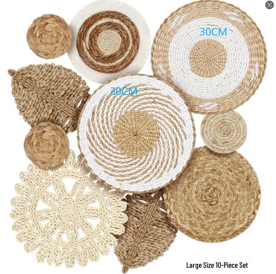 Set Coșuri de Perete Boeme Împletite - Decor Agățat Împletit Manual pentru Living sau Intrare