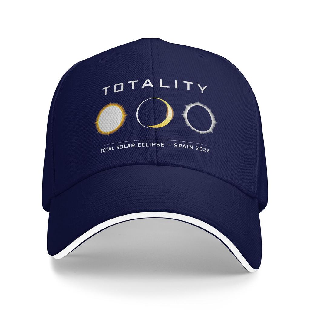Spain Total Solar Eclipse  Totality Sandwich Baseball Cap Fashion Astronomy for Unisex Women Polyester Sun Cap Sports Adult Hat