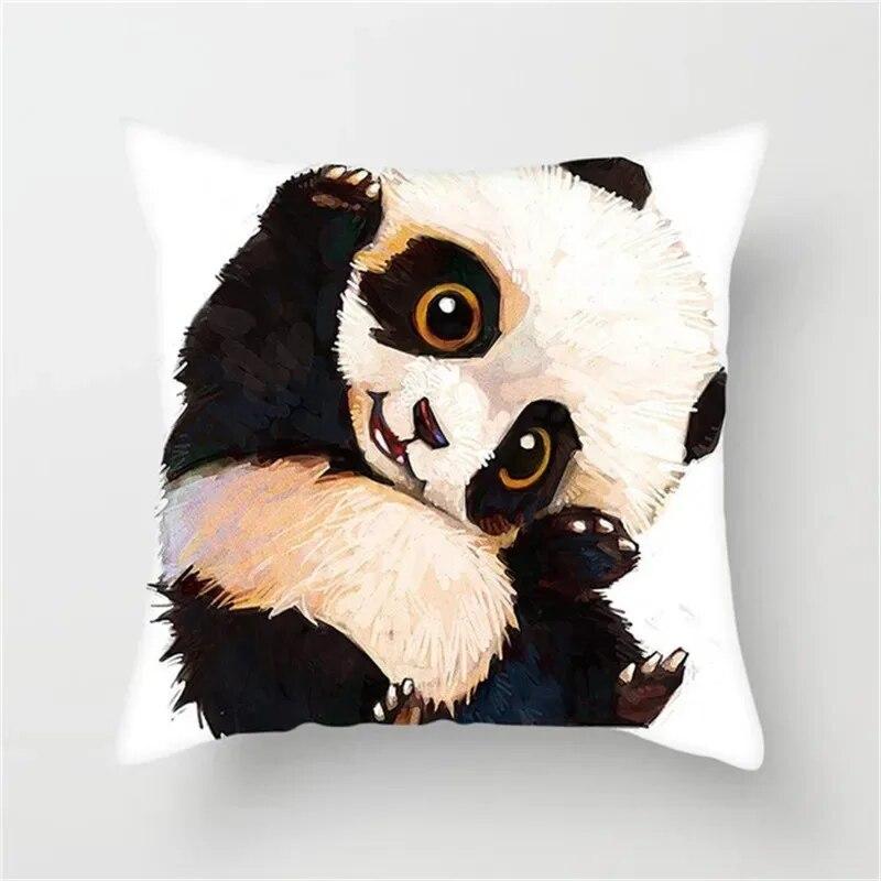 Cute Panda Cartoon Print Pattern Living Room Sofa Car Cushion Cover Luxury Home Decoration Pillow Cover