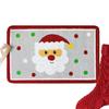 Red Christmas Print Faux Cashmere Bath Mat - Non-Slip Shower Rug & Festive Entryway Doormat