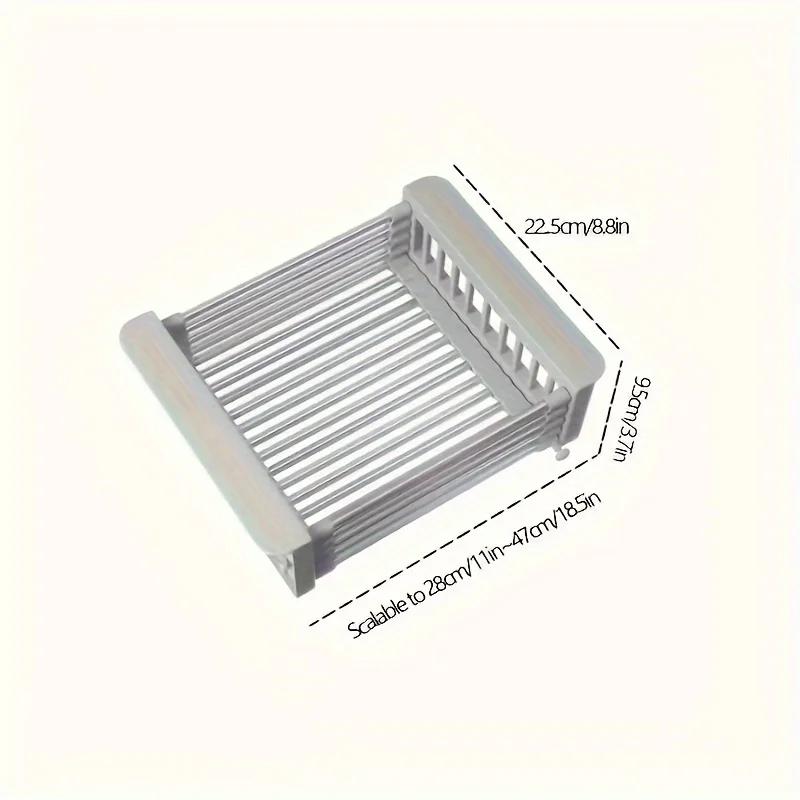 Stainless Steel Expandable Kitchen Sink Drain Basket - Versatile Storage Rack for Home Use, Vegetable and Fruit Drain Rack