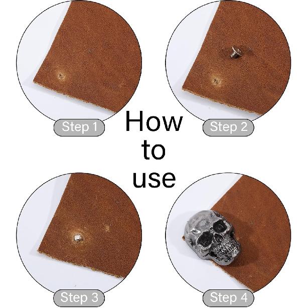 CHGCRAFT 12 Sets Skull Screw Back Punk Skull Head Alloy Rivets Screw Brass Screw Back for Leather Crafting Skull for Bag Hat Shoe Jacket Belt