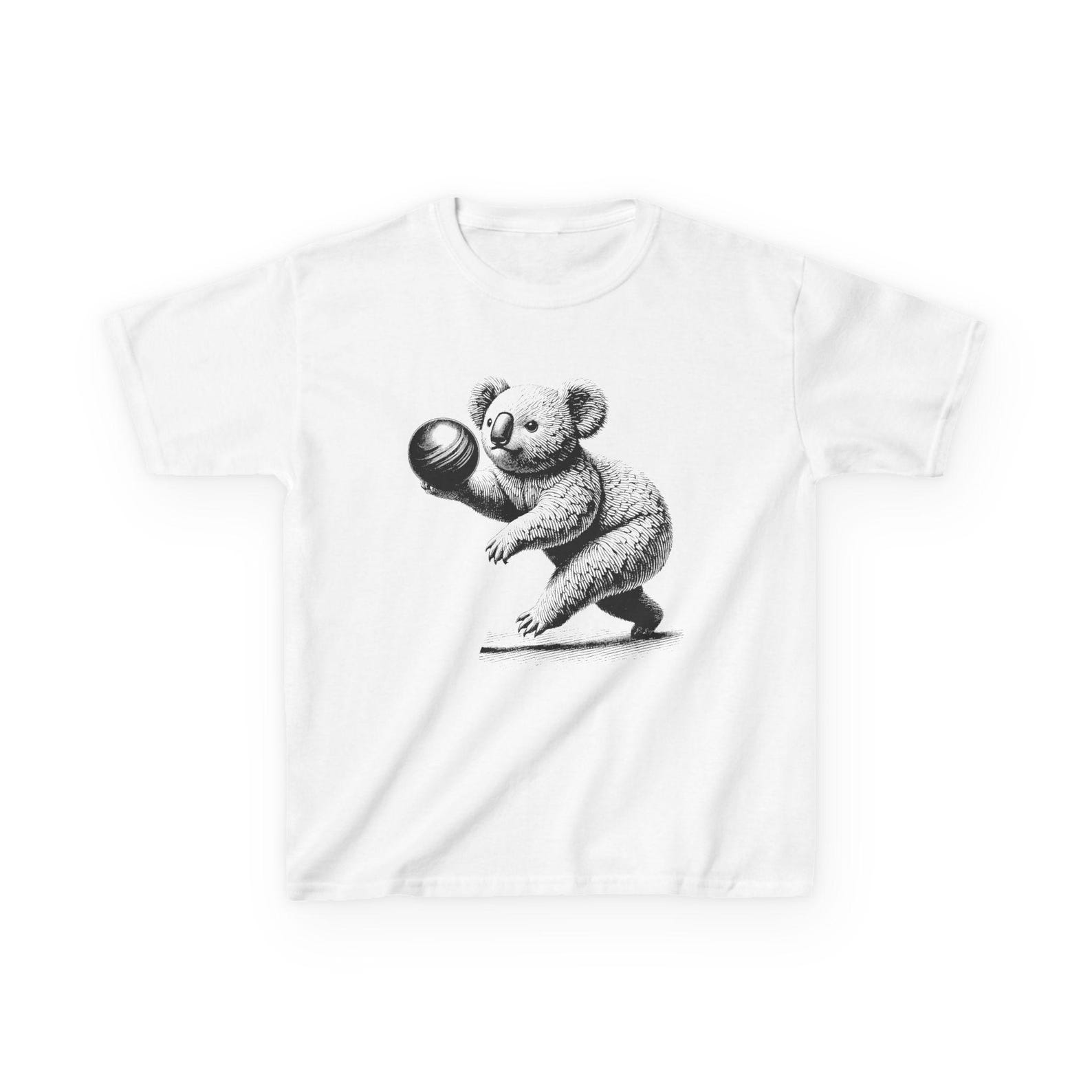 Koala Bowling Kids Tee: Vintage Style Graphic T-Shirt S
