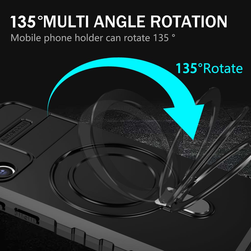 For Samsung Galaxy S21 FE 5G Magnetic PC+TPU Phone Case Finger Grip Kickstand Cover