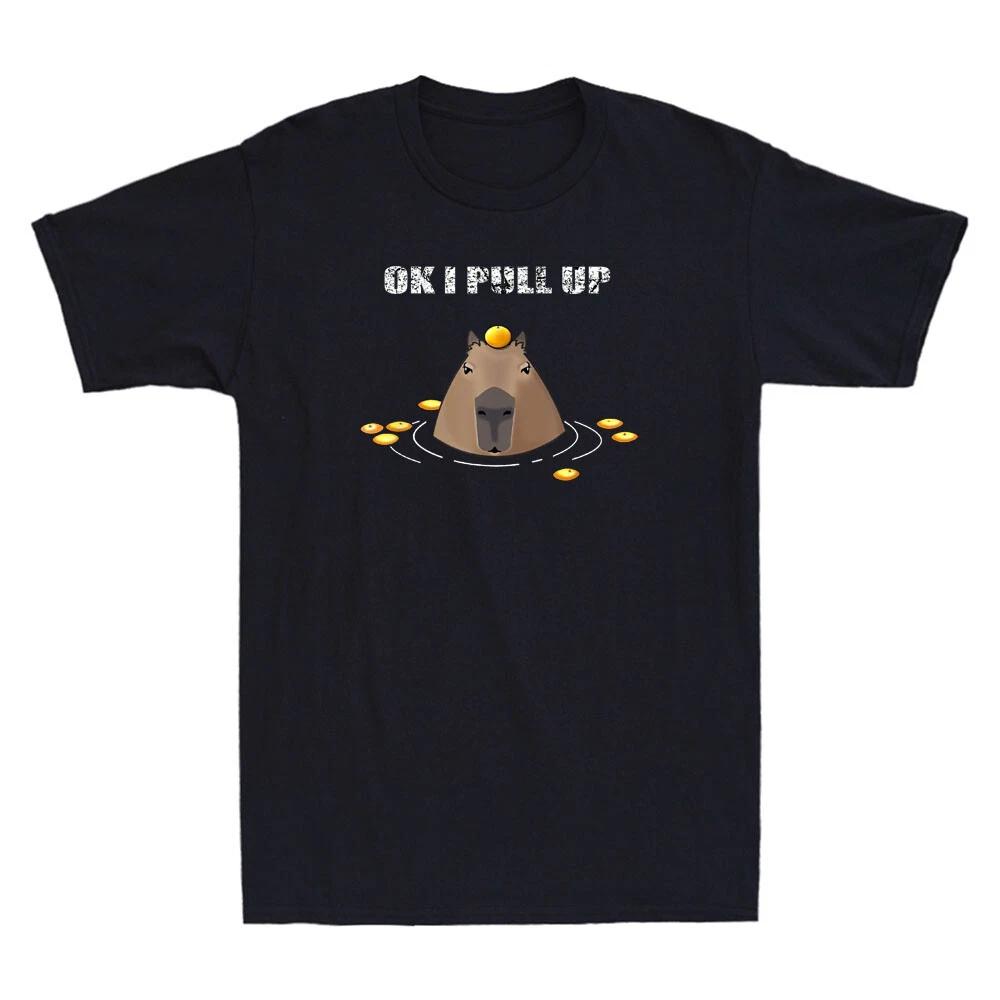 Ok I Pull Up Capybara T-shirt Funny Capybara Animal Lover Vintage Men s T Shirt XXXXL