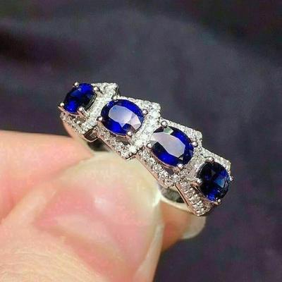 Huitan Luxury Oval Blue Cubic Zirconia Women Rings  Color Fashion Wedding Bands Accessories Party Statement Jewelry