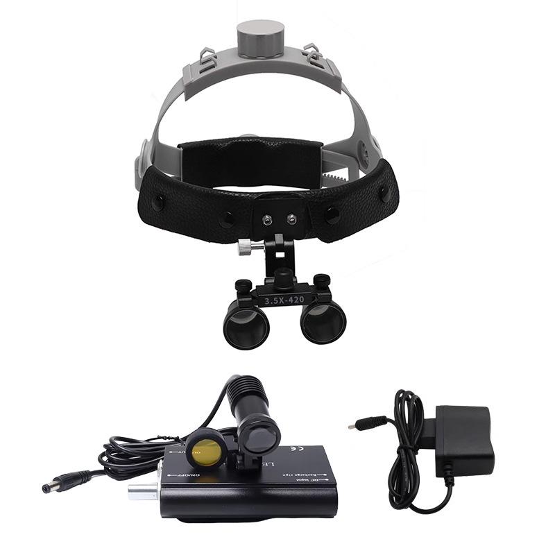 White Head-Mounted Surgical Dental Magnifier 2.5x 3.5x for Medical and Cardiovascular Examination