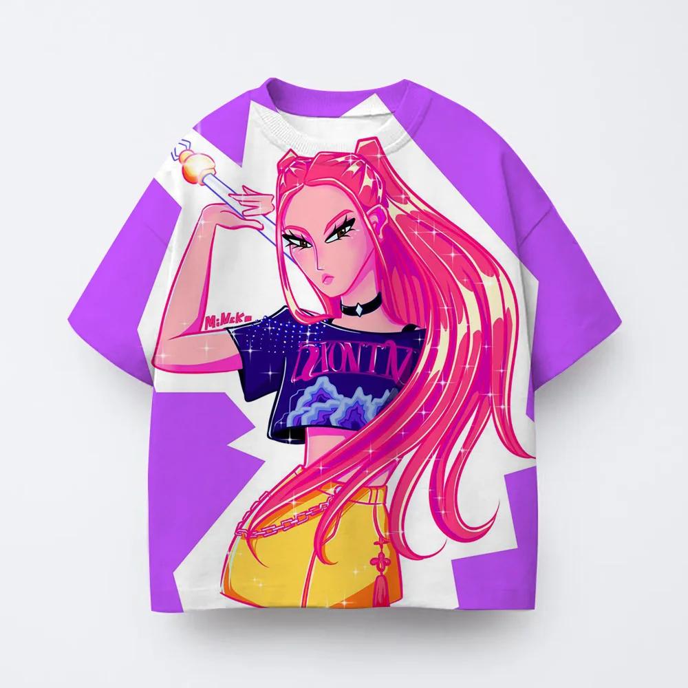 Kpop Witch Hunting Group 3D Printing Children's T-shirts, Girls' Cartoon T-shirts, Boys' Anime T-shirts, Children's Kawaii T-shi