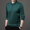 Men's Solid Color Long Sleeved POLO Shirt Casual Fashion Top