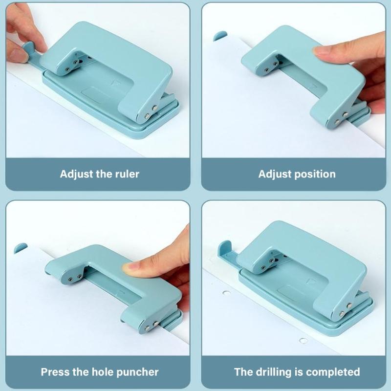 2-Hole Paper Puncher Plastic Punching Machine Portable Paper Punch Manual Puncher Office School Supplies for Student
