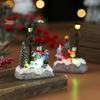 LED Village Ornaments Christmas Microlandscape Resin Glowing Figurines Decoration Snow View Holiday Gift