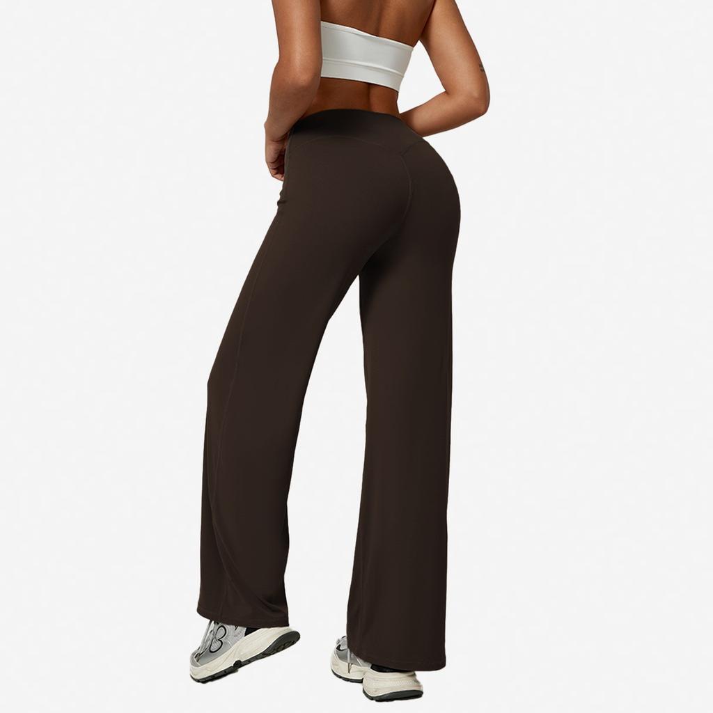 Women's High Waist Flared Yoga Pants Slim Fit Solid Color Stretch Workout Wide Leg Trousers
