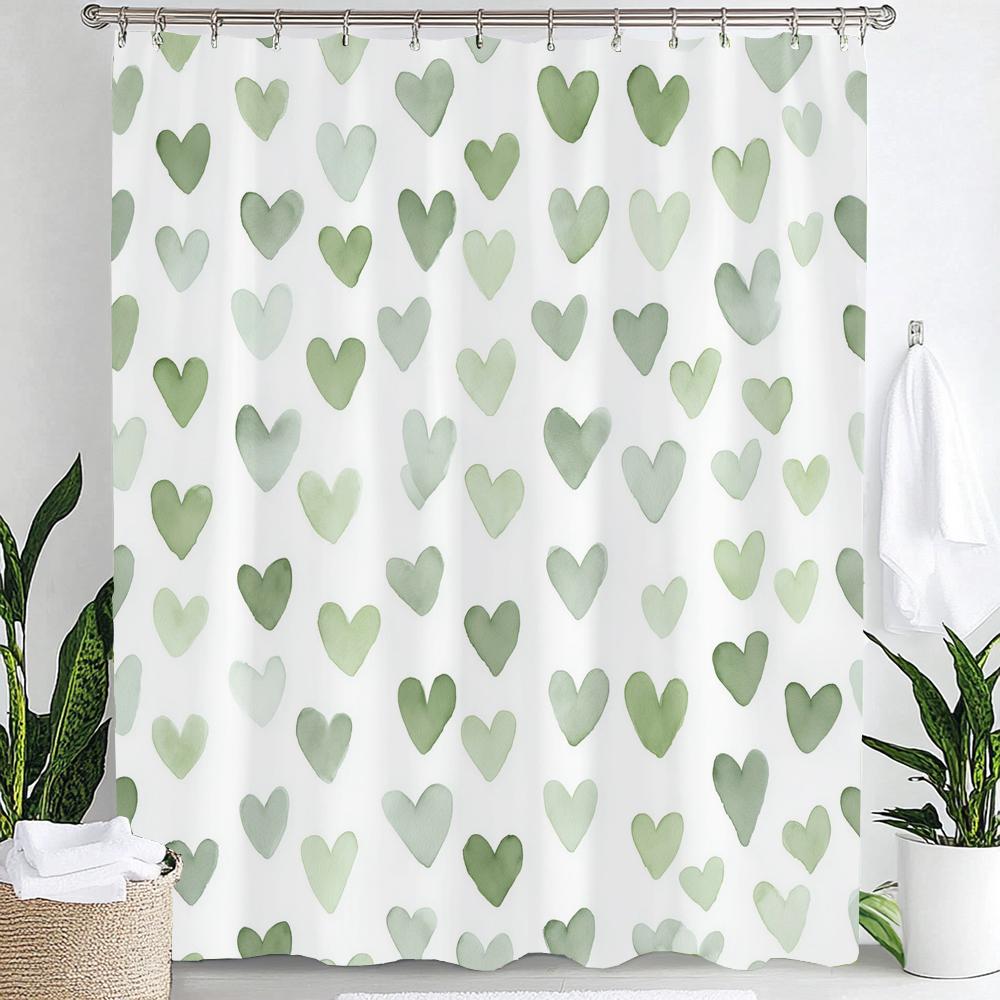 

Romantic Red Heart Waterproof Shower Curtain For Bathroom, Love Theme Romance Home Fabric Bathroom Decorative Curtain With Hooks W60H190(CM)-1 Pcs